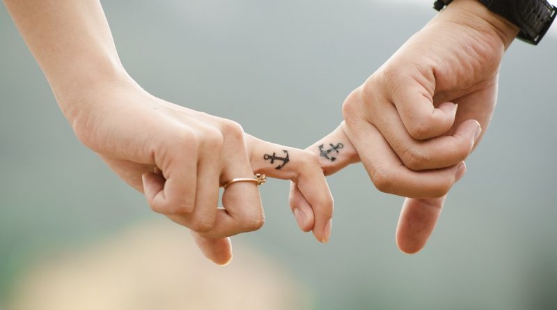 couple, hands, tattoos