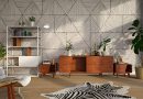 shelves, carpet, geometric pattern